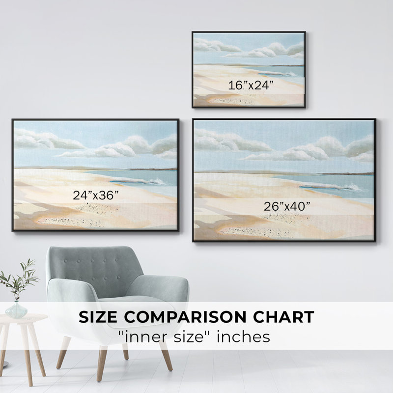 «Sandy Getaway II», reproduction sur toile avec cadre flottant, H 27 po x l 41 po x P 2 po, Noir