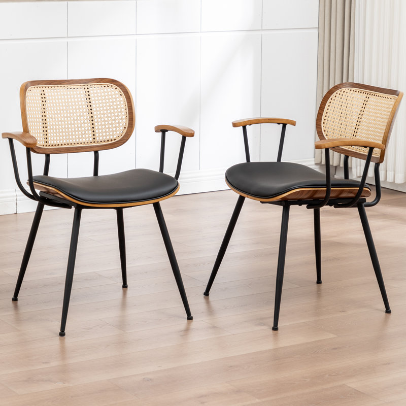 Chaises de salle à manger rembourrées Modern, Noir