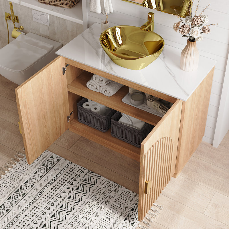 36" Single Bathroom Vanity With Stone Countertop And Sink