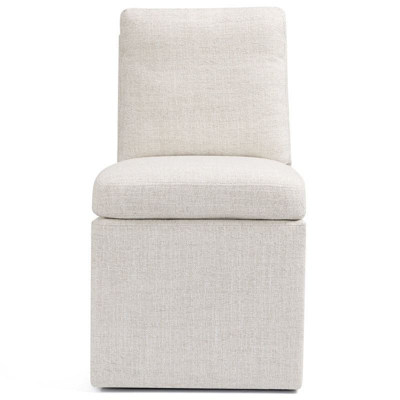 Chaises de salle à manger rembourrées avec roulettes, fauteuil simple moderne avec roues pivotantes pour le salon, livré assemblé (2 pièces, crème)