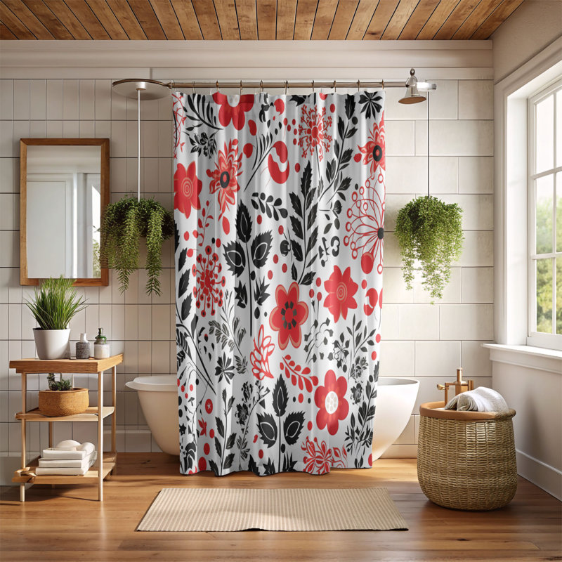 Rideau de douche standard 1 pièce Springtime Scandinavia, H 74 po x l 71 po