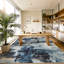 Tapis ultra mince et lavable - Tapis abstrait moderne, antidérapant et antidérapant, résistant aux taches pour le salon, la chambre à coucher, le couloir, la salle à manger, le bureau - bleu et coloré, plusieurs tailles-967441816-967441797