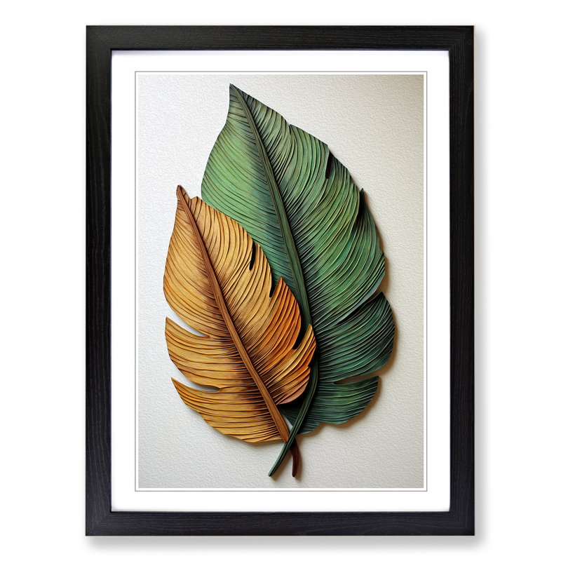 Palm Leaf Informel - Framed Print, Black, 34cm H x 25cm W x 2cm D