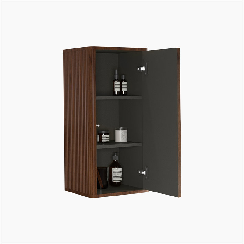Striped Walnut Bathroom Floating Side Cabinet