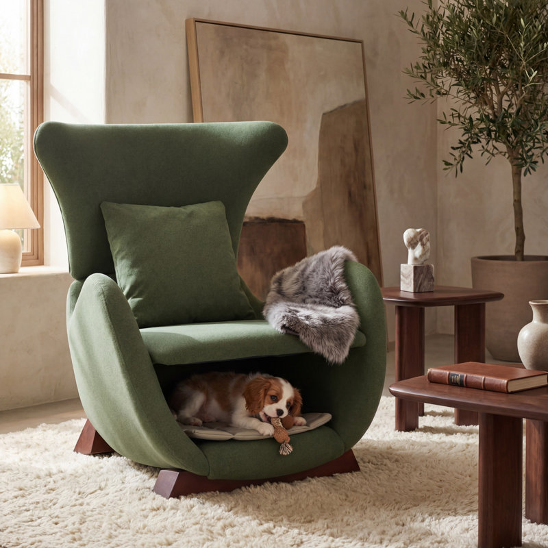 Doris Modern Upholstered Accent Chair with Pet/Storage Space, Green