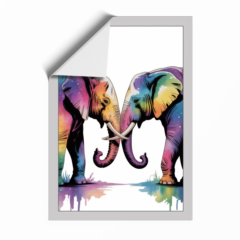 Elephants in Watercolour Modern - Framed Print, Unframed, A1 - 84.1 x 59.4 cm
