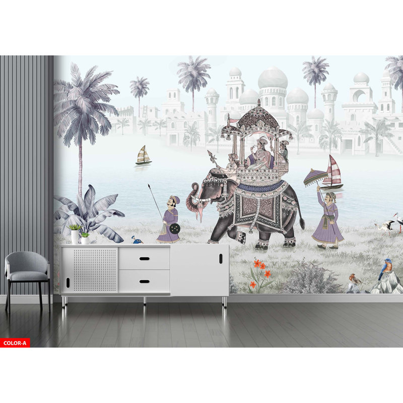 Papier peint majestueux Royal Palace, Gris clair, L 140 po x L 108 po