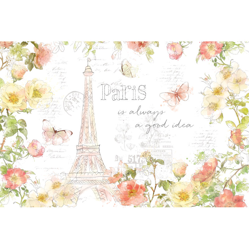 «Paris I» par Katie pertiet - peinture sur toile tendue, H 20 po x l 30 po, Cadre simple érable érable, Non
