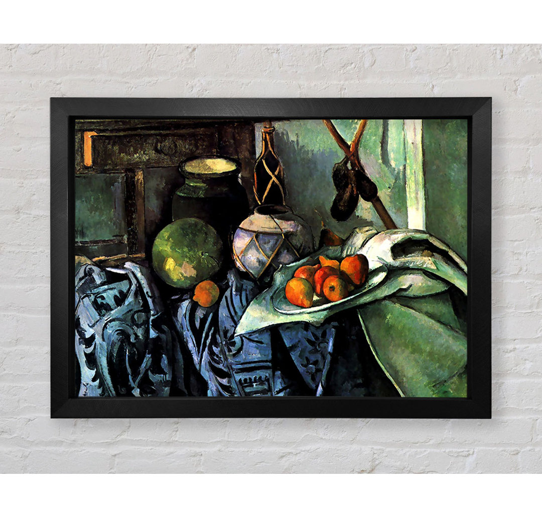 Cezanne Stillleben mit Aubergine von Paul Cezanne - Einzelne Bilderrahmen Kunstdrucke