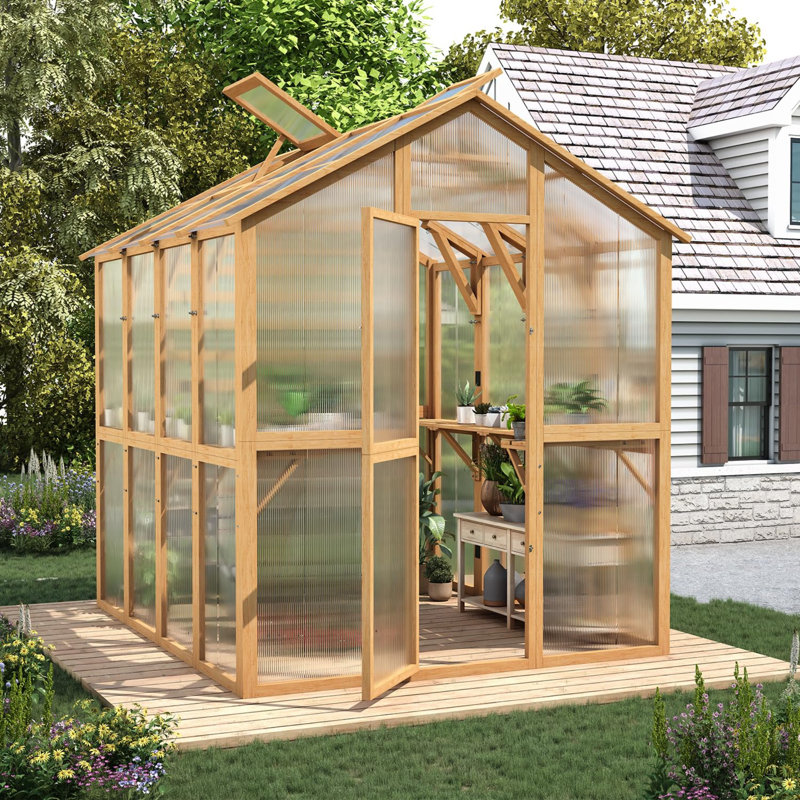 6X7 FT Wooden Greenhouse For Outdoors