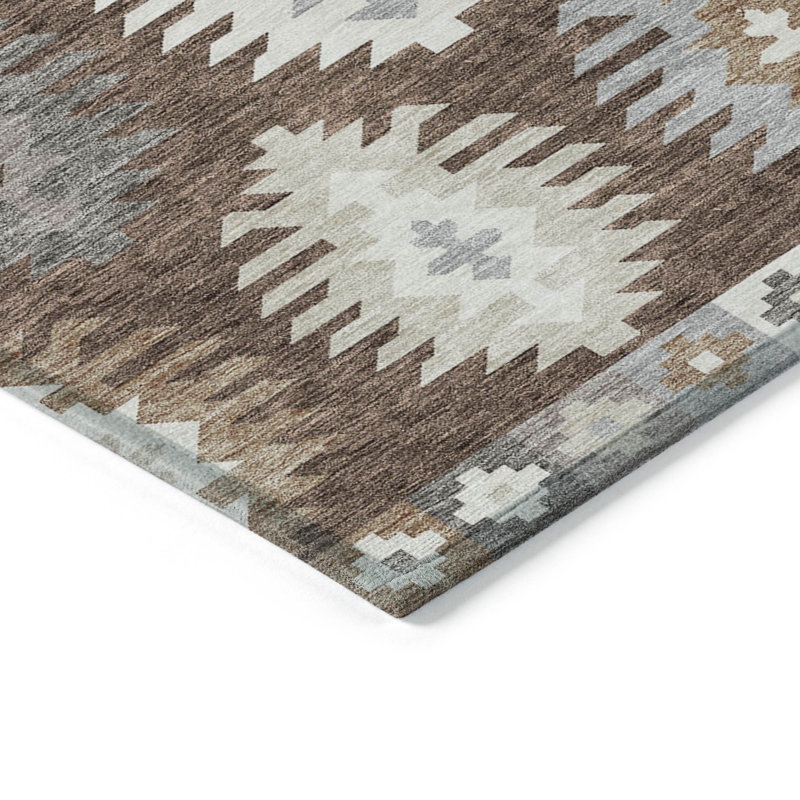 Tapis intérieur / extérieur 3 pi x 5 pi brun ivoire et taupe