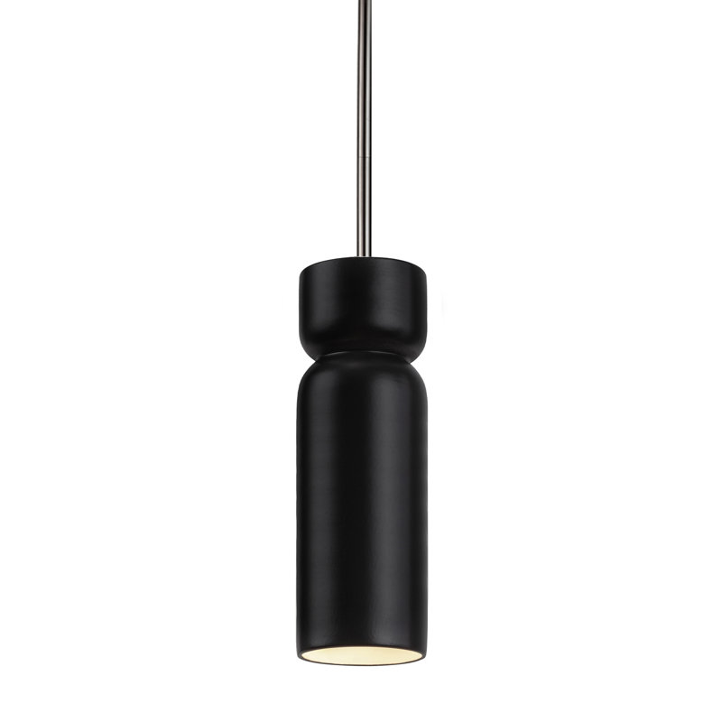 Luminaire suspendu cylindrique à 1 lumière Gokmen, Nickel brossé, Noir mat carbone