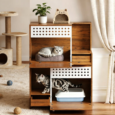 Table d'appoint cachée pour litière avec rangement