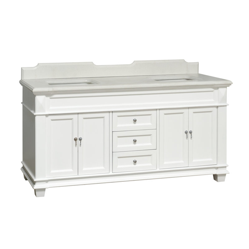 Ensemble de meuble-lavabo double 72 po Ensa, Blanc, Quartz