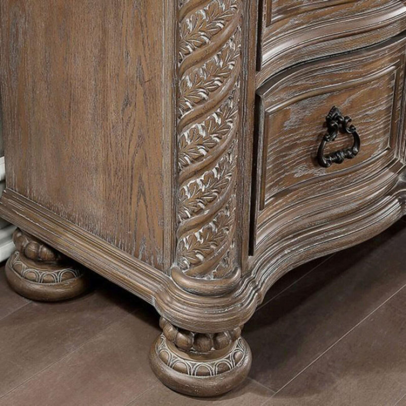 Transitional Rustic Three-Drawer Nightstand