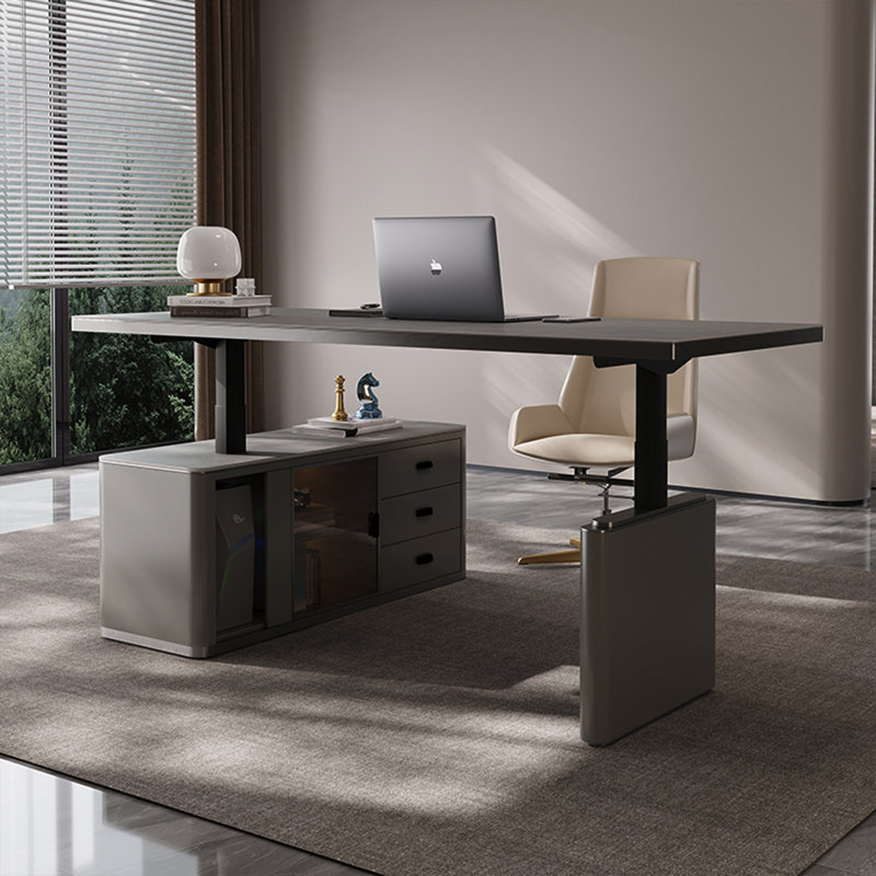 Adjustable Height L-Shaped Faux Marble Standing Desk, 28.35" H x 70.87" W x 27.56" D, Right