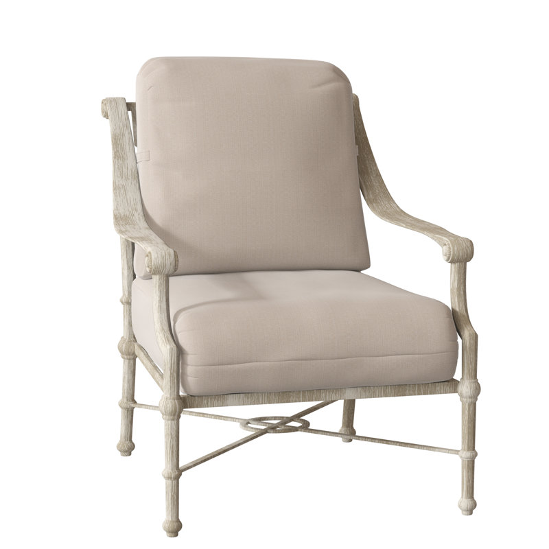 Delphi Outdoor Lounge Chair, Weathered White, Canvas Bird's Eye Sunbrella® Canvas