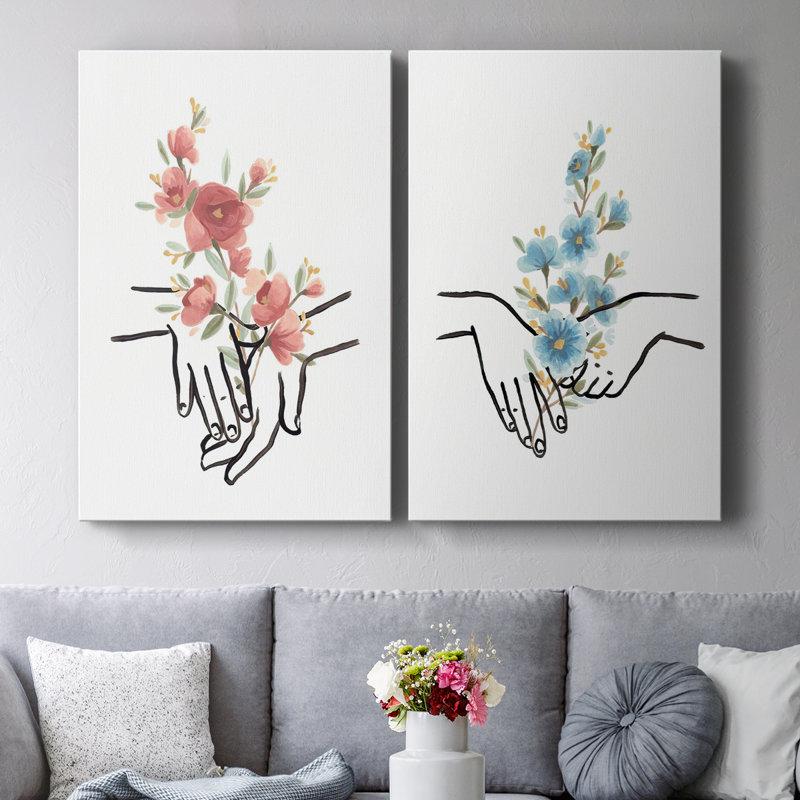 HandsAndFlowers III - Toile tendue avec châssis de qualité supérieure - Prêt à être accroché