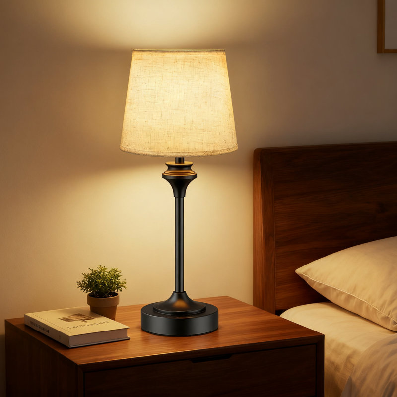 Portable Cordless Table Lamp With Flaxen Fabric Shade, 5200Mah Battery Operated Bedside Lamp, 3-Way Dimmable Touch Desk Light For Bedroom Living Room Restaurant