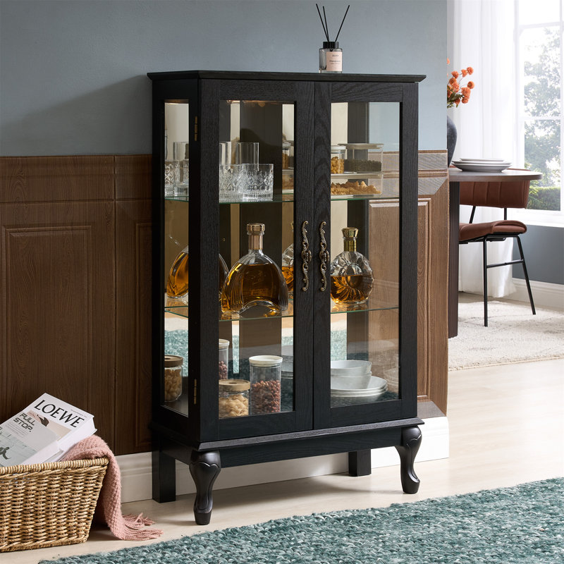 Curio Cabinet With Tempered Glass Doors