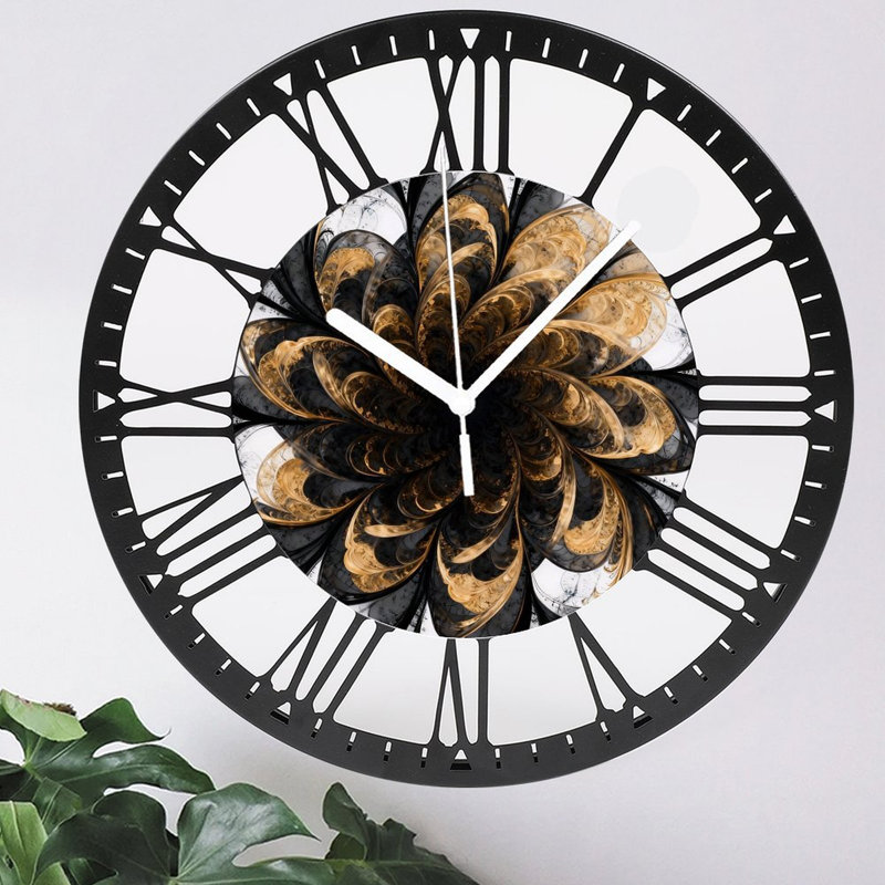 Horloge murale ronde en fer 10 po avec mouvement à quartz silencieux, chiffres romains, impression UV
