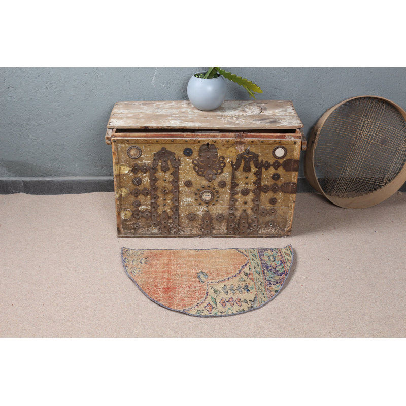 Stylish Red Turkish Oushak Rug Perfect For Entryway Or As a Charming Door Mat