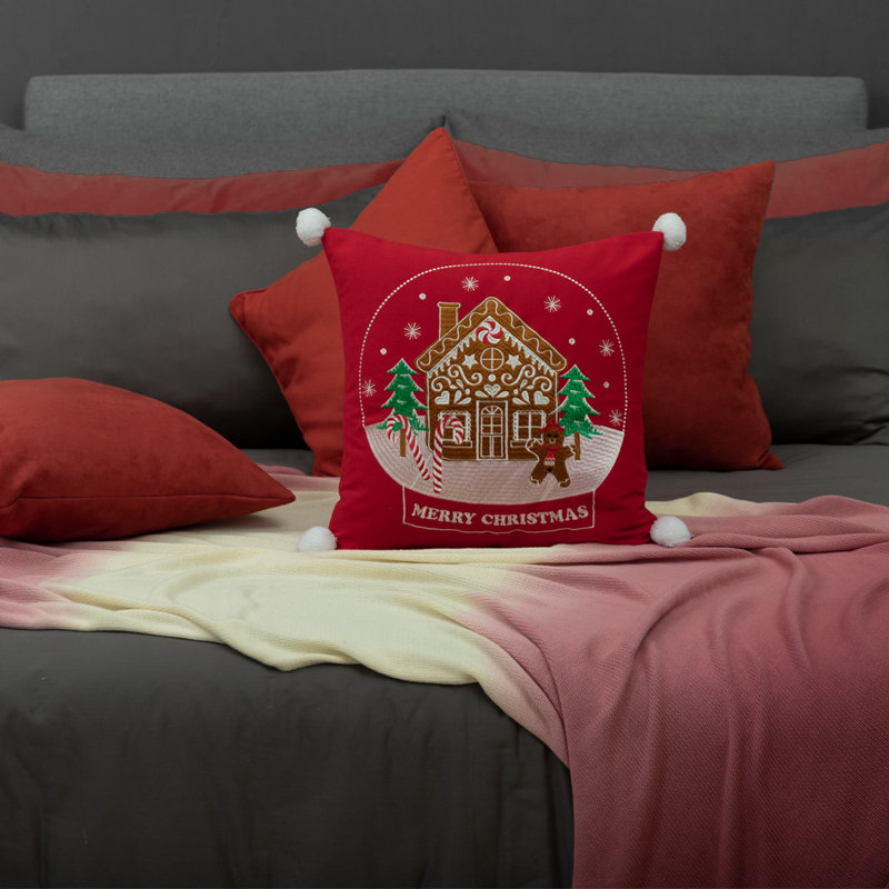 Housse de coussin décoratif rouge 18 po x 18 po