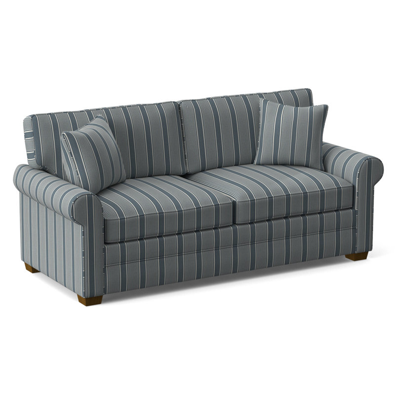 Bedford Sofa, Havana Finish, White Performance Fabric; 0851-94