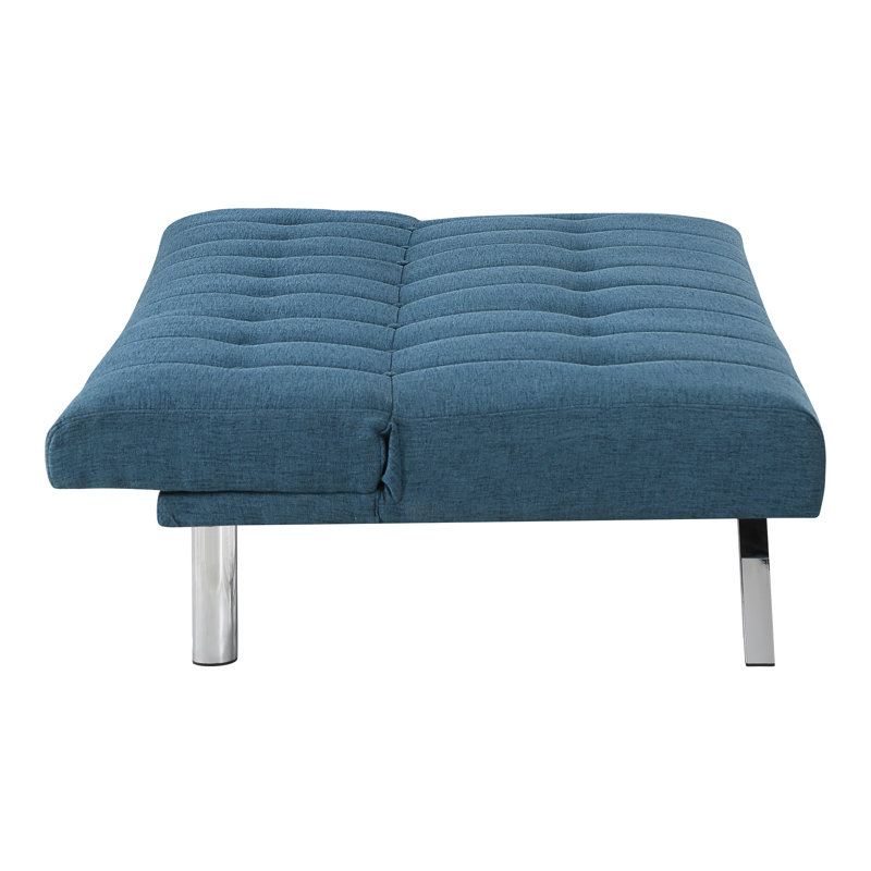 Canapé-lit double à dossier capitonné Sawyer, Polyester bleu, 100% polyester