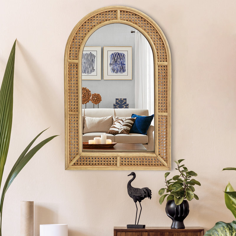 Brooklen Rattan Frame Arch Wall Mirror