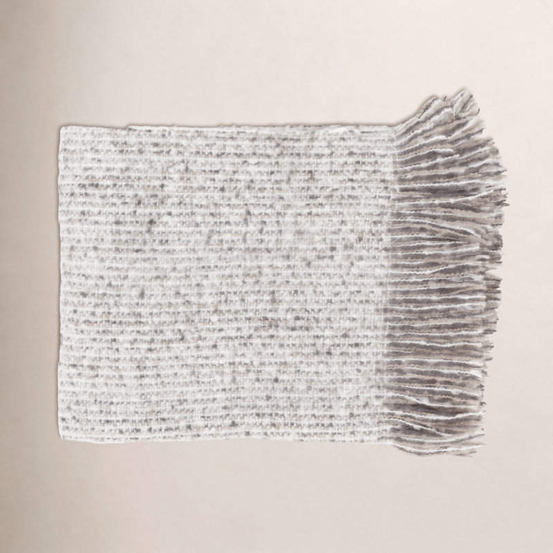 Luma Hand Woven Throw Blanket, Taupe/White/Charcoal