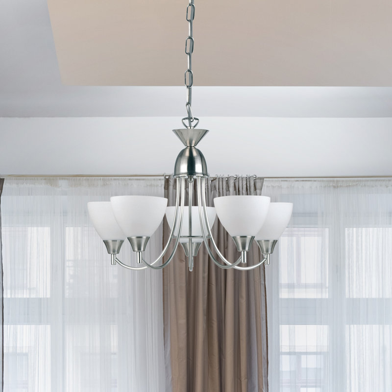 Barium 5 - Light Shaded Chandelier, Satin Chrome
