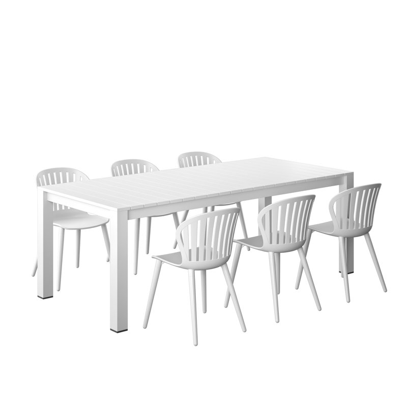 Ensemble repas d'extérieur en aluminium et résine Amazonia Pether, 6