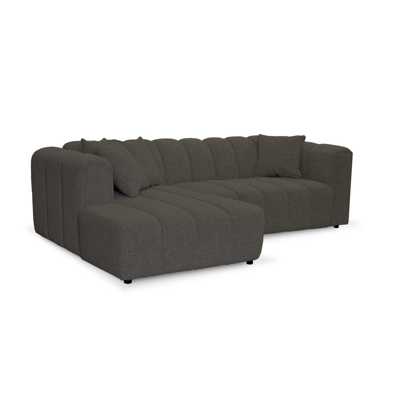 3 Seater Corner Sofa, Polyester - Brown, Left Hand Facing