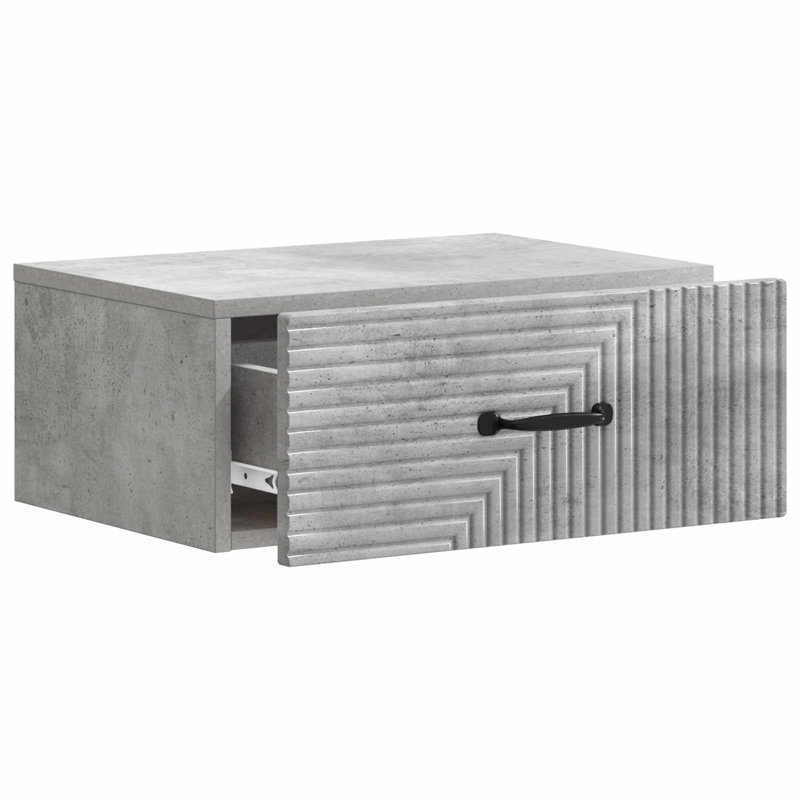 49cm W Manufactured Wood Bedside Table, Concrete Grey
