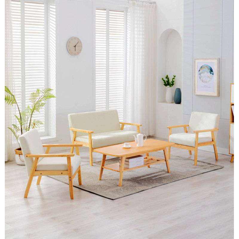 Table basse Izadora, Lin gris, Naturel