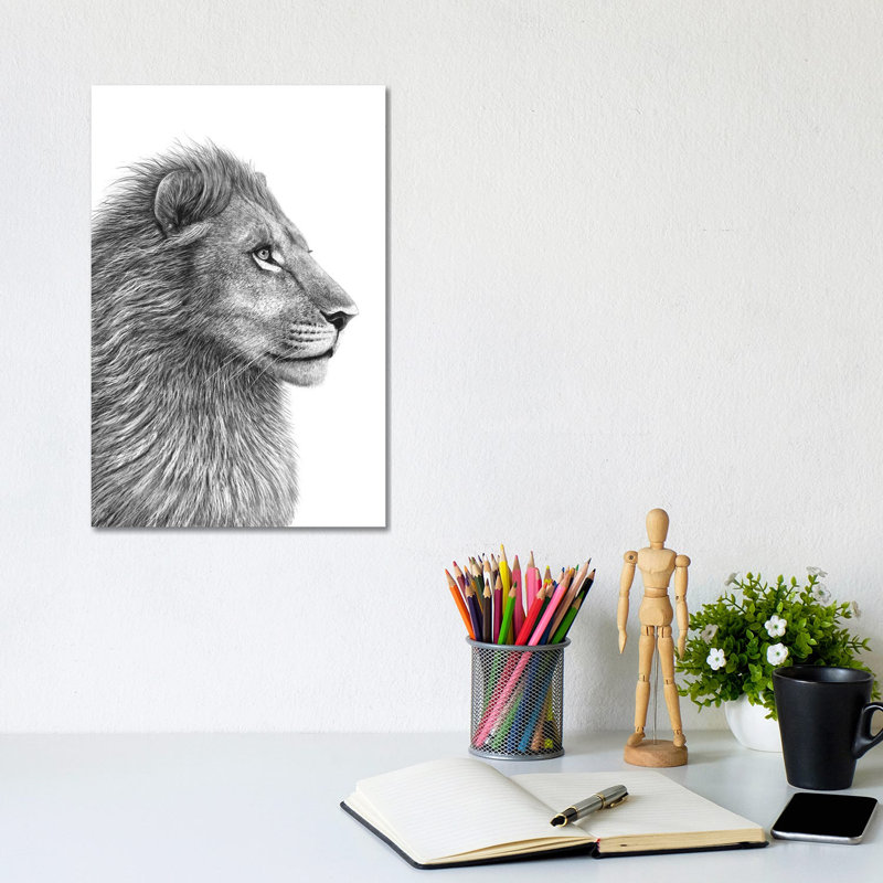 Lion by Valeriya Korenkova - Wrapped Canvas Painting, 30.48cm H x 20.32cm W x 1.905cm D