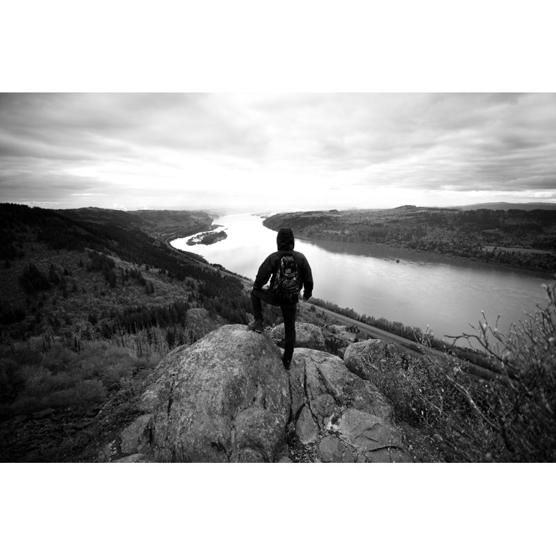 Backpacker At Columbia River Gorge by Timnewman - Wrapped Canvas Print, 30cm H x 46cm W