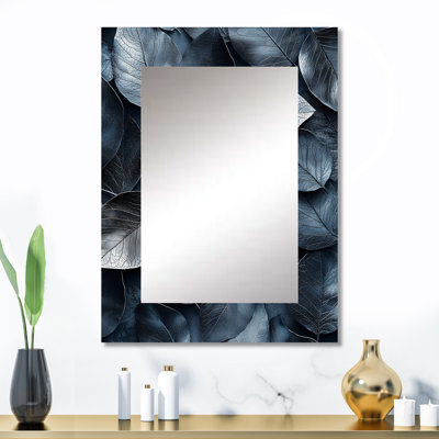 Pewter Leaves - grand miroir à feuilles, décor de miroir mural traditionnel