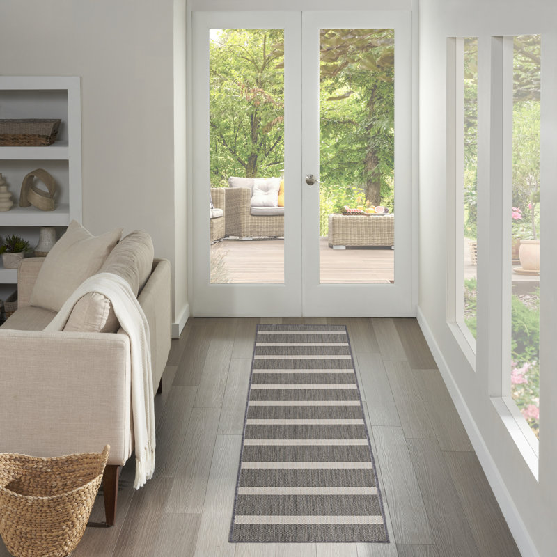  Positano 2'2" x 12' Charcoal Ivory Modern Rug, Runner 2'2" x 12', Charcoal Ivory