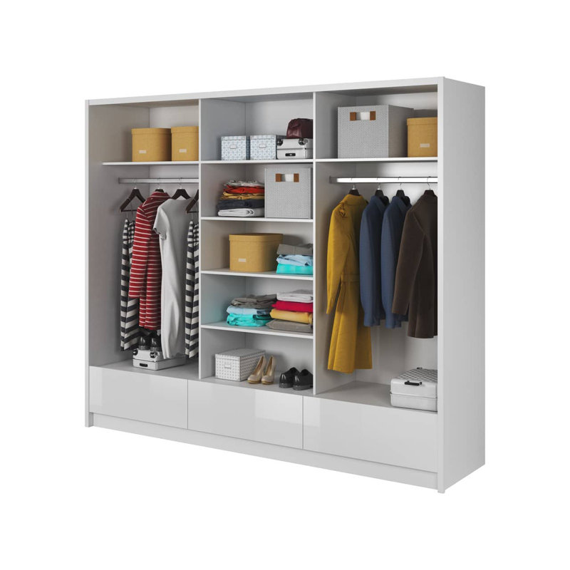 Bexlee 3 Door Manufactured Wood Wardrobe