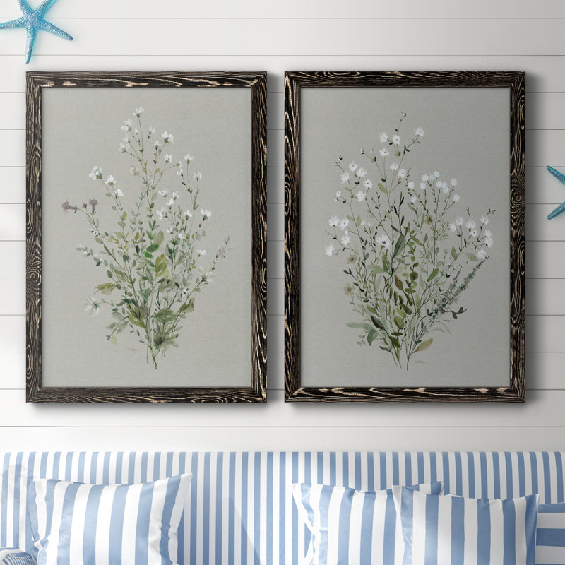 Bouquet de grâce I - ensemble de 2 peintures sur toile encadrées, Cadre noir, H 44 po x l 31 po x P 1 po
