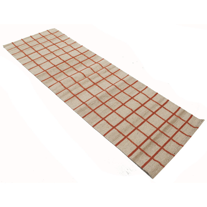 Sabahat Geometric Hand Knotted Area Rug, Runner 60 x 200cm