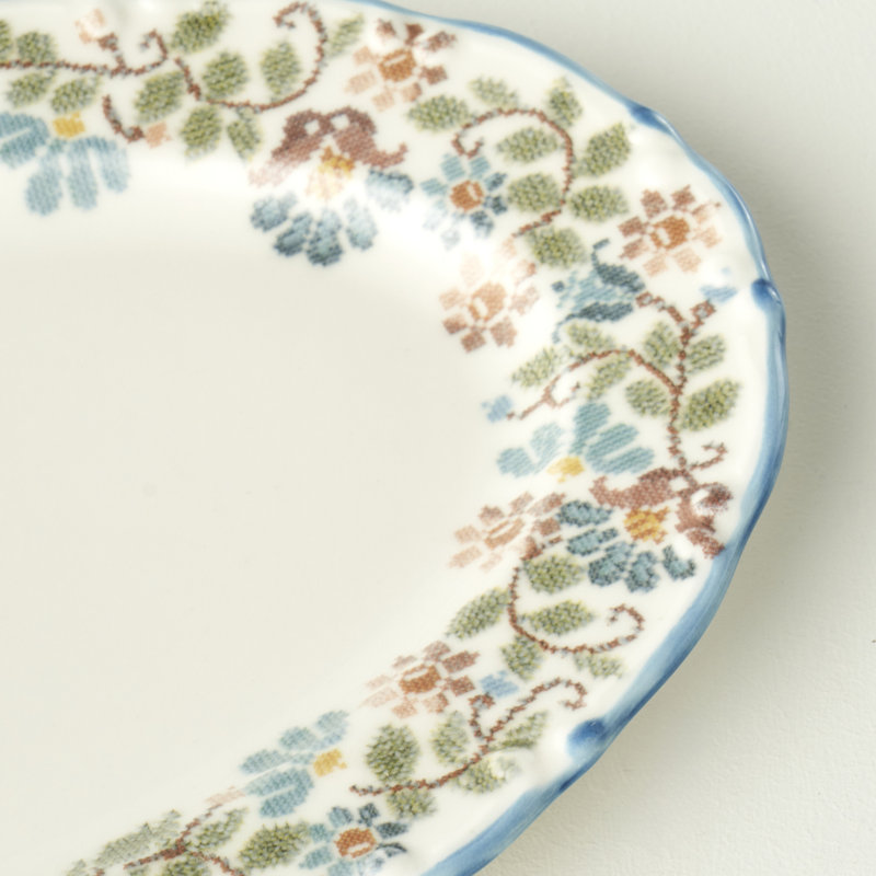 Plateau de service en porcelaine rétro, H 8 po x l 8 po x P 2 po