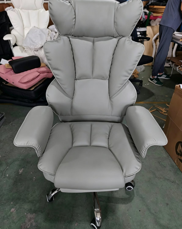 Marlow Home Co. Executive Chair, Faux Fur, Gray