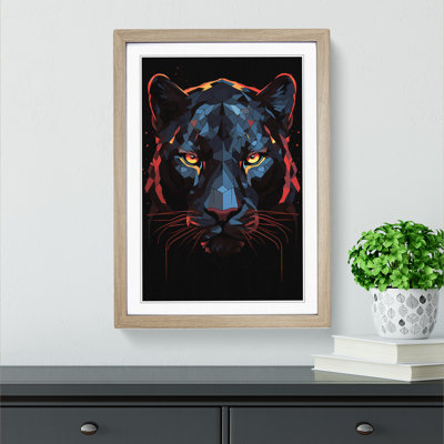 Panther Geometric No.3 - Single Picture Frame Print on Wood