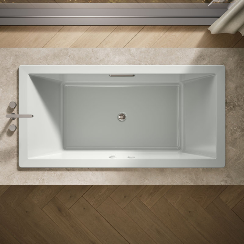 Underscore  72" x 36" Drop In or Undermount Acrylic Bathtub with Heater, Ice Grey