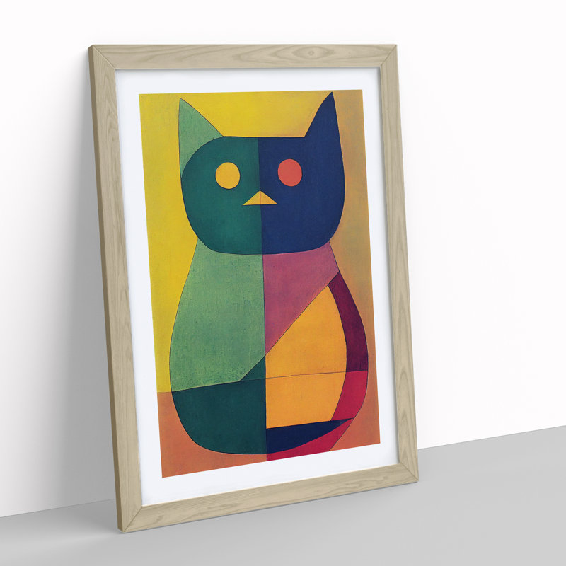 Cat In Abstract No.3 - Single Picture Frame Print, 64cm H x 46cm W x 2cm D, Oak Framed