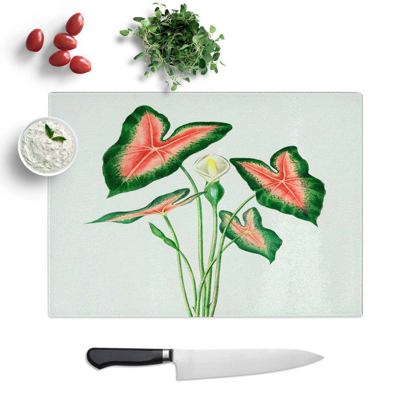 Glass Elephant Ear Lily Flower by Charles D' Orbigny Chopping Board, 39 cm W x 28.5 cm L