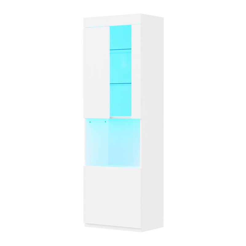 Armoire de rangement ultrabrillante avec lumières DEL, Blanc